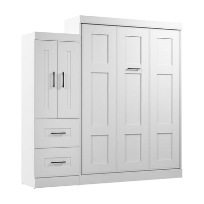 Modubox Edge 91W Queen Murphy Bed with Wardrobe (90W) in White