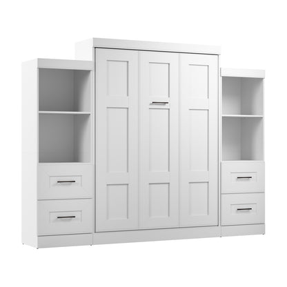 Modubox Edge 116W Queen Murphy Bed and Closet Organizers with Drawers (115W) in White