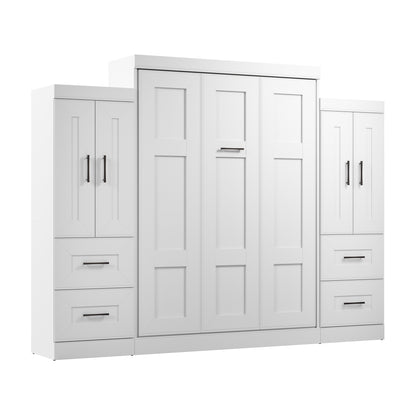 Modubox Edge 116W Queen Murphy Bed and Wardrobes (115W) in White