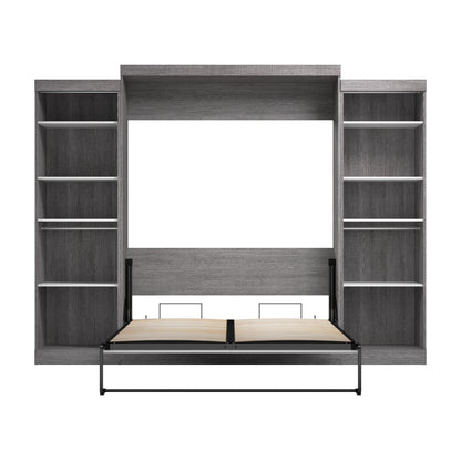 Modubox Nebula Queen Murphy Bed with 2 Closet Organizers (115W) in Bark Grey & White