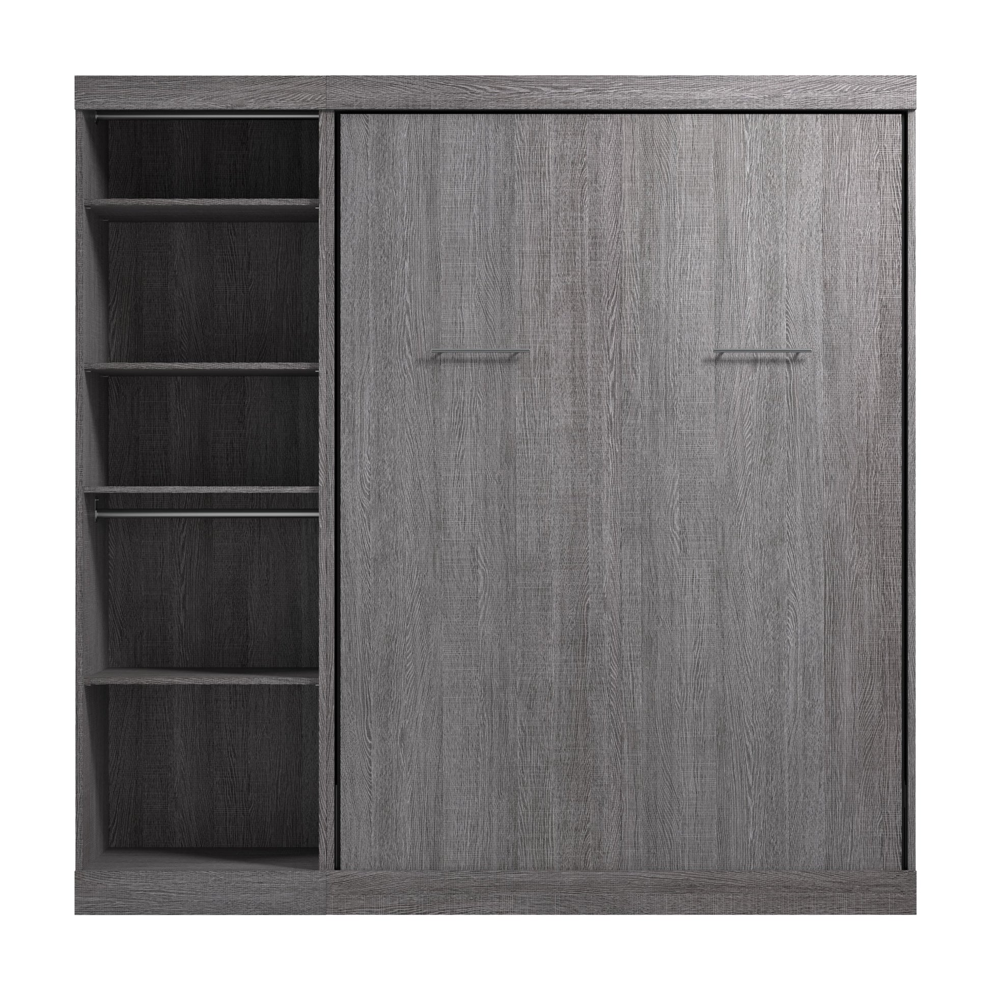 Modubox Nebula Full Murphy Bed with Closet Organizer (84W) in Bark Grey