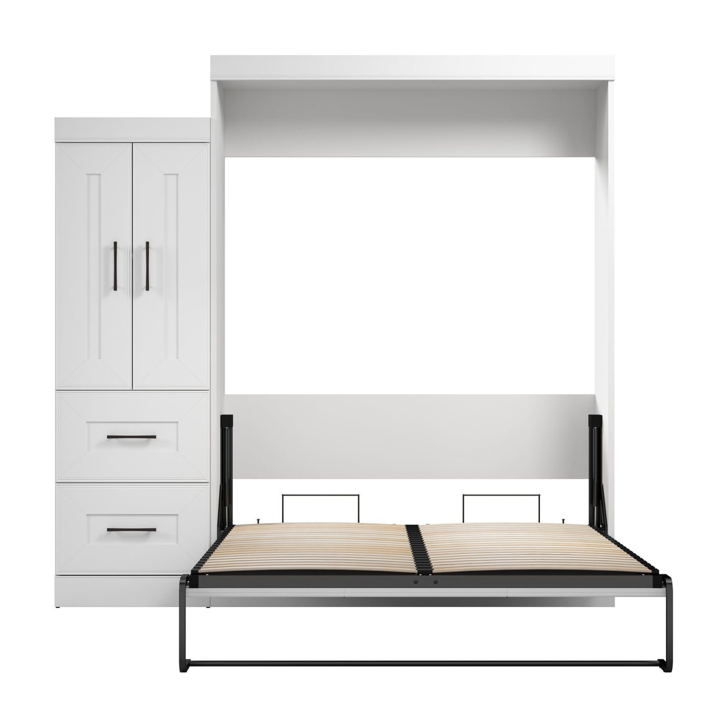 Modubox Edge 91W Queen Murphy Bed with Wardrobe (90W) in White