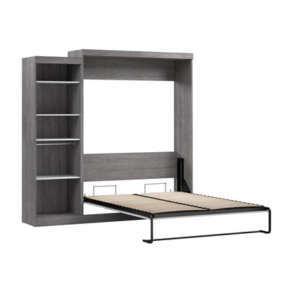 Modubox Nebula Queen Murphy Bed with Closet Organizer (90W) in Bark Grey & White