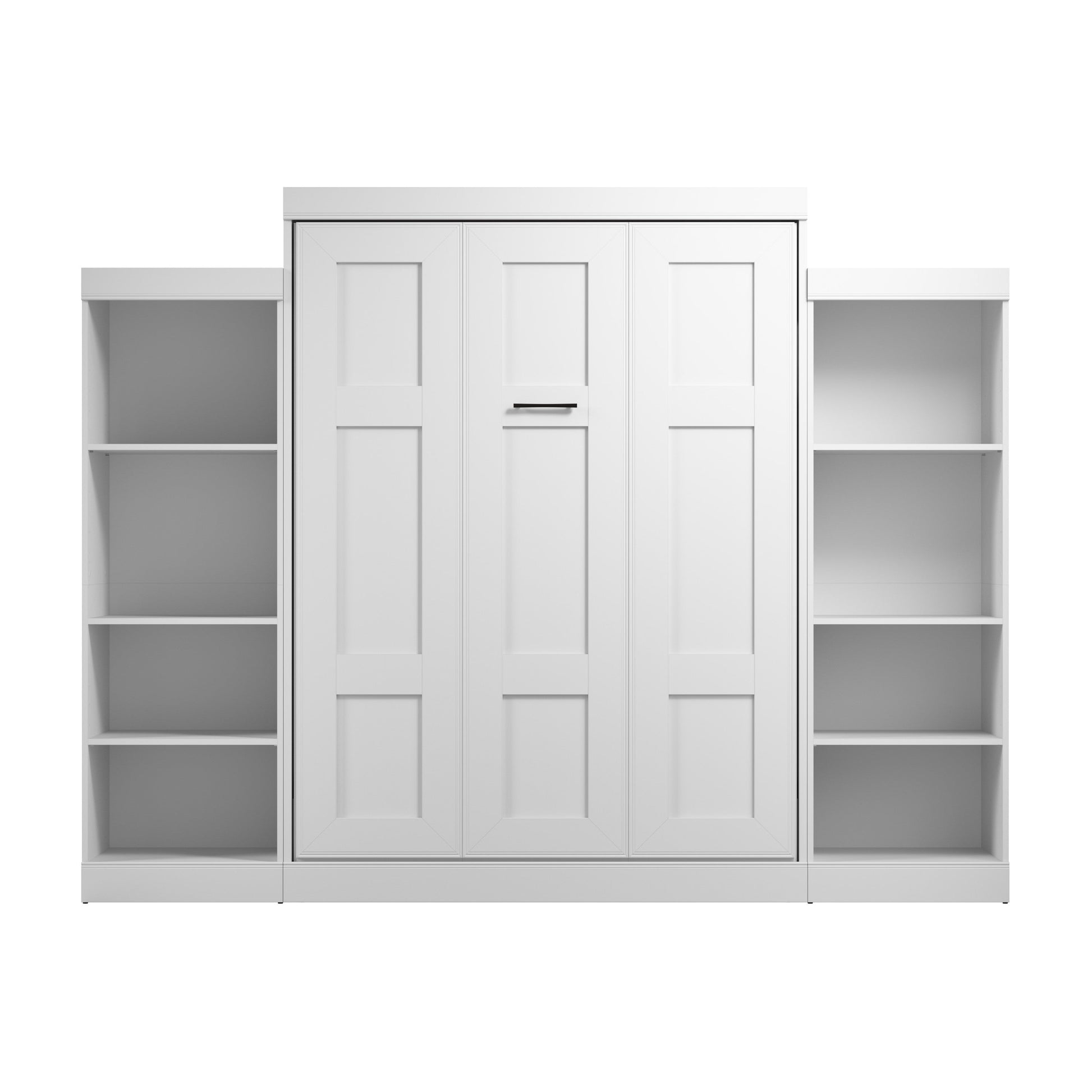 Modubox Edge 116W Queen Murphy Bed with Closet Organizers (115W) in White