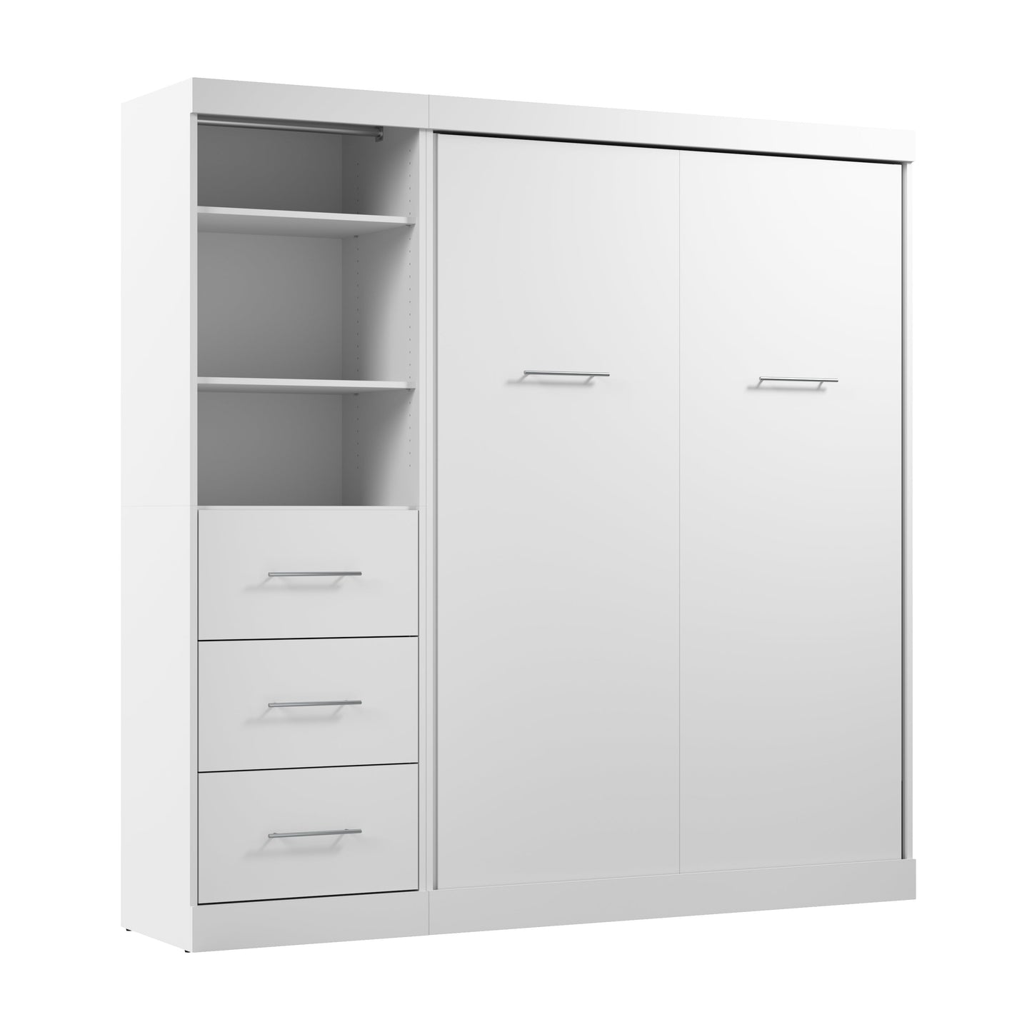 Modubox Nebula Full Murphy Bed and Closet Organizer with Drawers (84W) in White