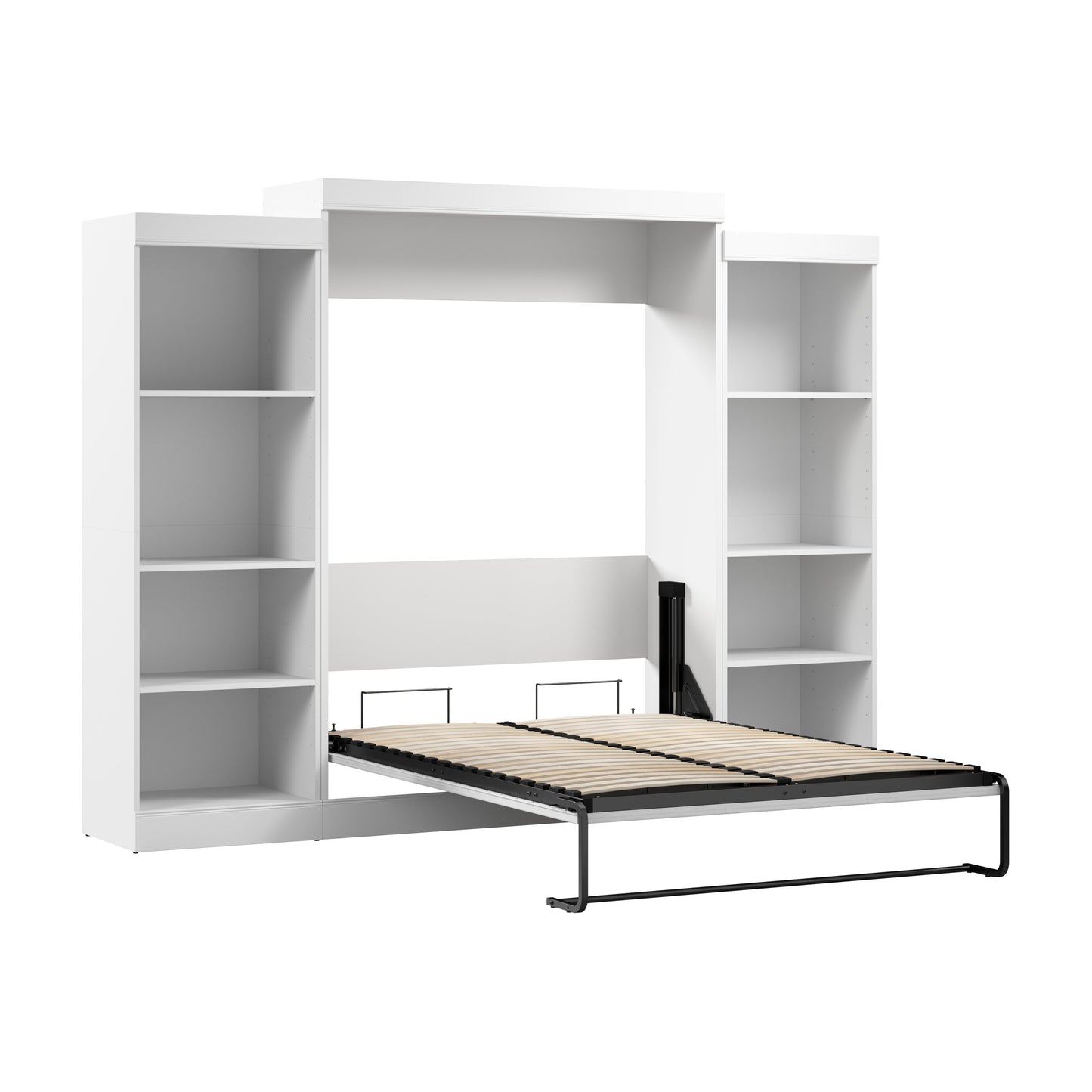 Modubox Edge Full Murphy Bed with Closet Organizers (110W) in White