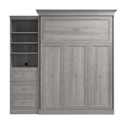 Modubox Versatile Queen Murphy Bed and Closet Organizer with Drawers (92W) in Platinum Grey