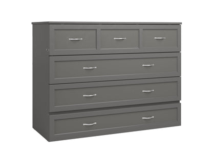 AFI Furnishings Afi Northfield Size Murphy Bed Chest with 6" Matteress, Storage Drawer, & Built-in Charger Full siz in Grey