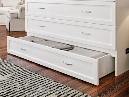 AFI Furnishings Afi Northfield Size Murphy Bed Chest with 6" Matteress, Storage Drawer, & Built-in Charger Queen siz in White