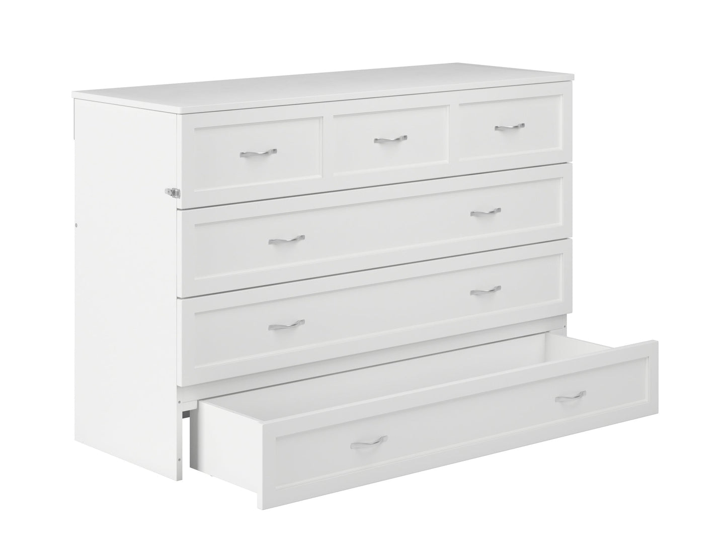 AFI Furnishings Afi Northfield Size Murphy Bed Chest with 6" Matteress, Storage Drawer, & Built-in Charger Queen siz in White