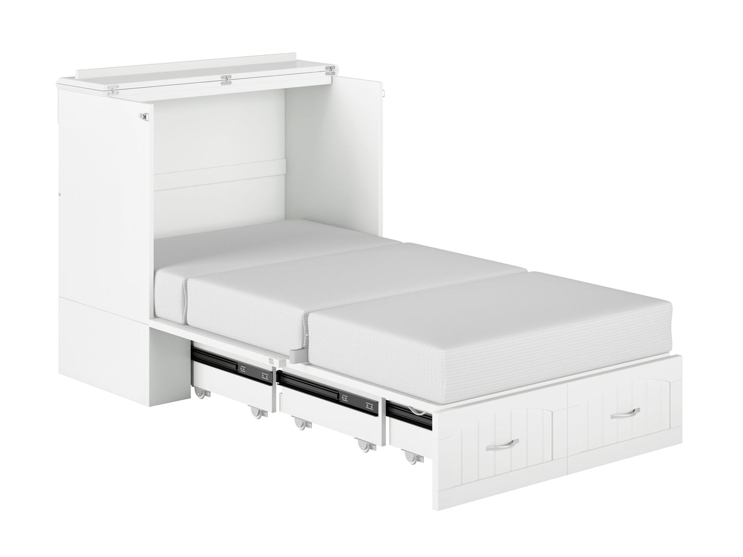 AFI Furnishings Afi Southamptonne Murphy Bed Chest with 6" Matteress, Storage Drawer, & Built-in Charger Twin XL siz in White