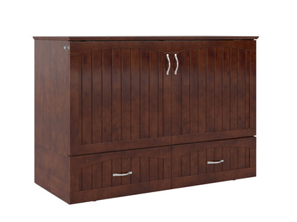 AFI Furnishings Afi Southamptonne Murphy Bed Chest with 6" Matteress, Storage Drawer, & Built-in Charger Full size in Walnut