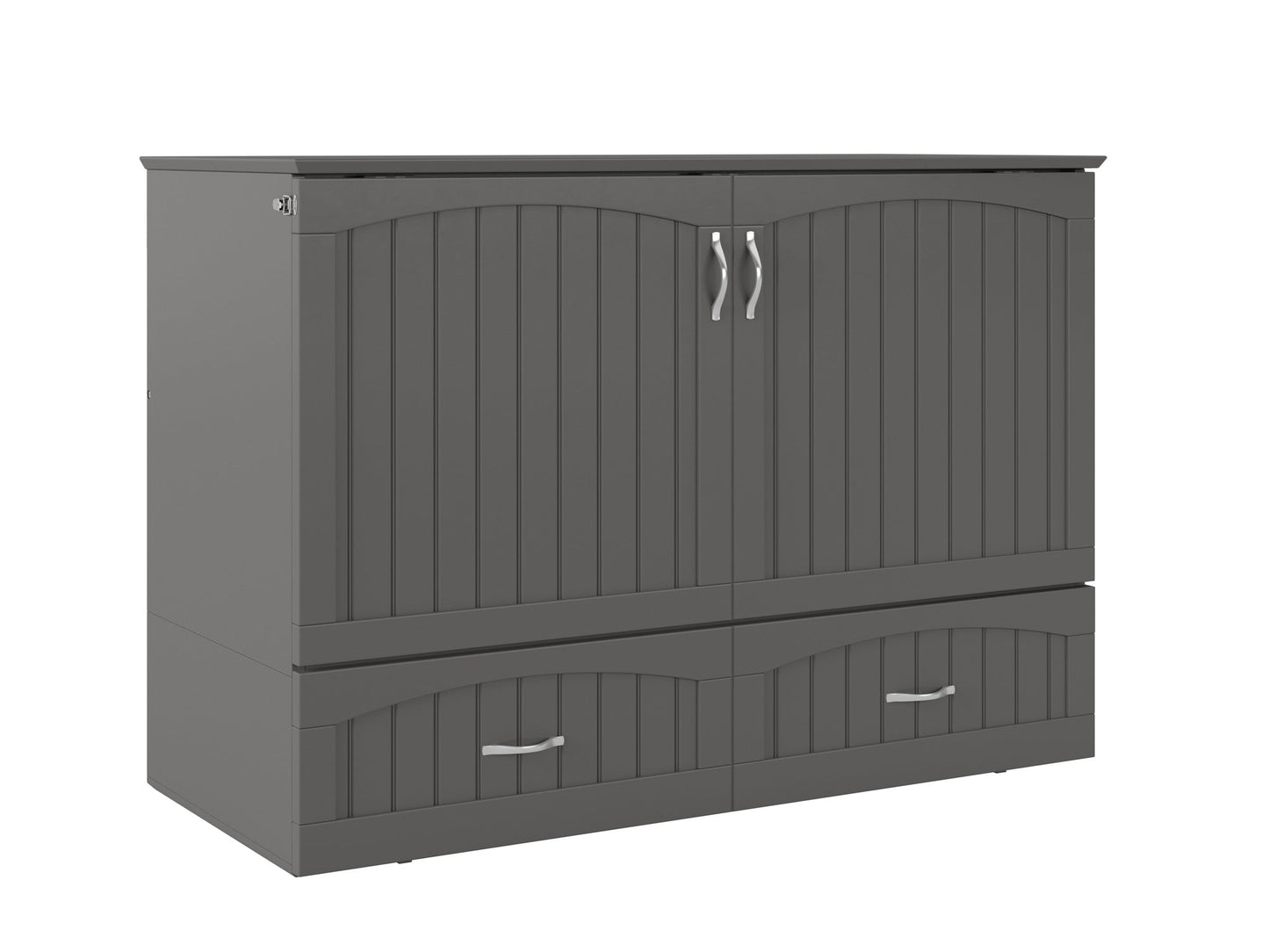 AFI Furnishings Afi Southamptonne Murphy Bed Chest with 6" Matteress, Storage Drawer, & Built-in Charger Full siz in Grey