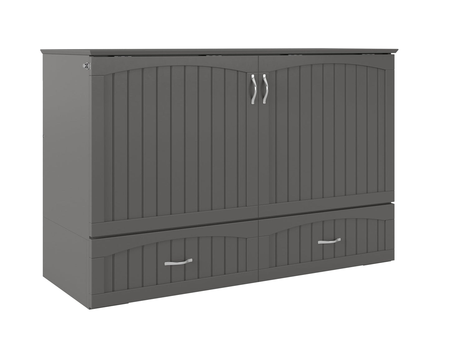 AFI Furnishings Afi Southamptonne Murphy Bed Chest with 6" Matteress, Storage Drawer, & Built-in Charger Queen siz in Grey