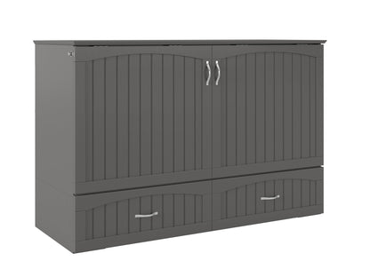 AFI Furnishings Afi Southamptonne Murphy Bed Chest with 6" Matteress, Storage Drawer, & Built-in Charger Queen siz in Grey