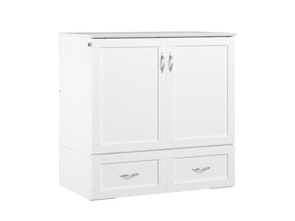 AFI Furnishings Afi Hamiltonne Murphy Bed Chest with 6" Matteress, Storage Drawer, & Built-in Charger Twin XL siz in White