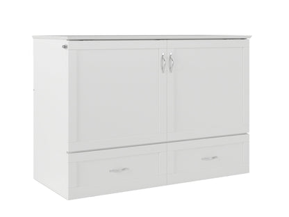 AFI Furnishings Afi Hamiltonne Murphy Bed Chest with 6" Matteress, Storage Drawer, & Built-in Charger Full siz in White