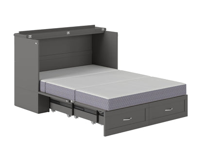 AFI Furnishings Afi Hamiltonne Murphy Bed Chest with 6" Matteress, Storage Drawer, & Built-in Charger Full siz in Grey