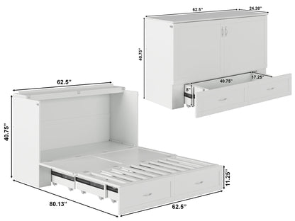 AFI Furnishings Afi Hamiltonne Murphy Bed Chest with 6" Matteress, Storage Drawer, & Built-in Charger Queen siz in White