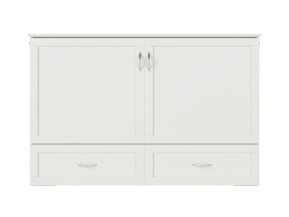 AFI Furnishings Afi Hamiltonne Murphy Bed Chest with 6" Matteress, Storage Drawer, & Built-in Charger Queen siz in White