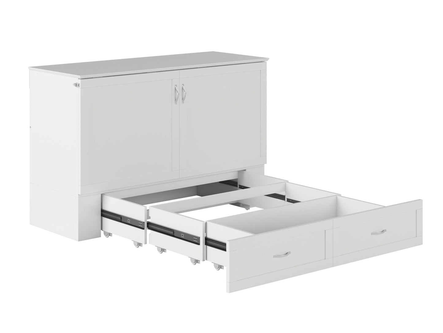 AFI Furnishings Afi Hamiltonne Murphy Bed Chest with 6" Matteress, Storage Drawer, & Built-in Charger Queen siz in White