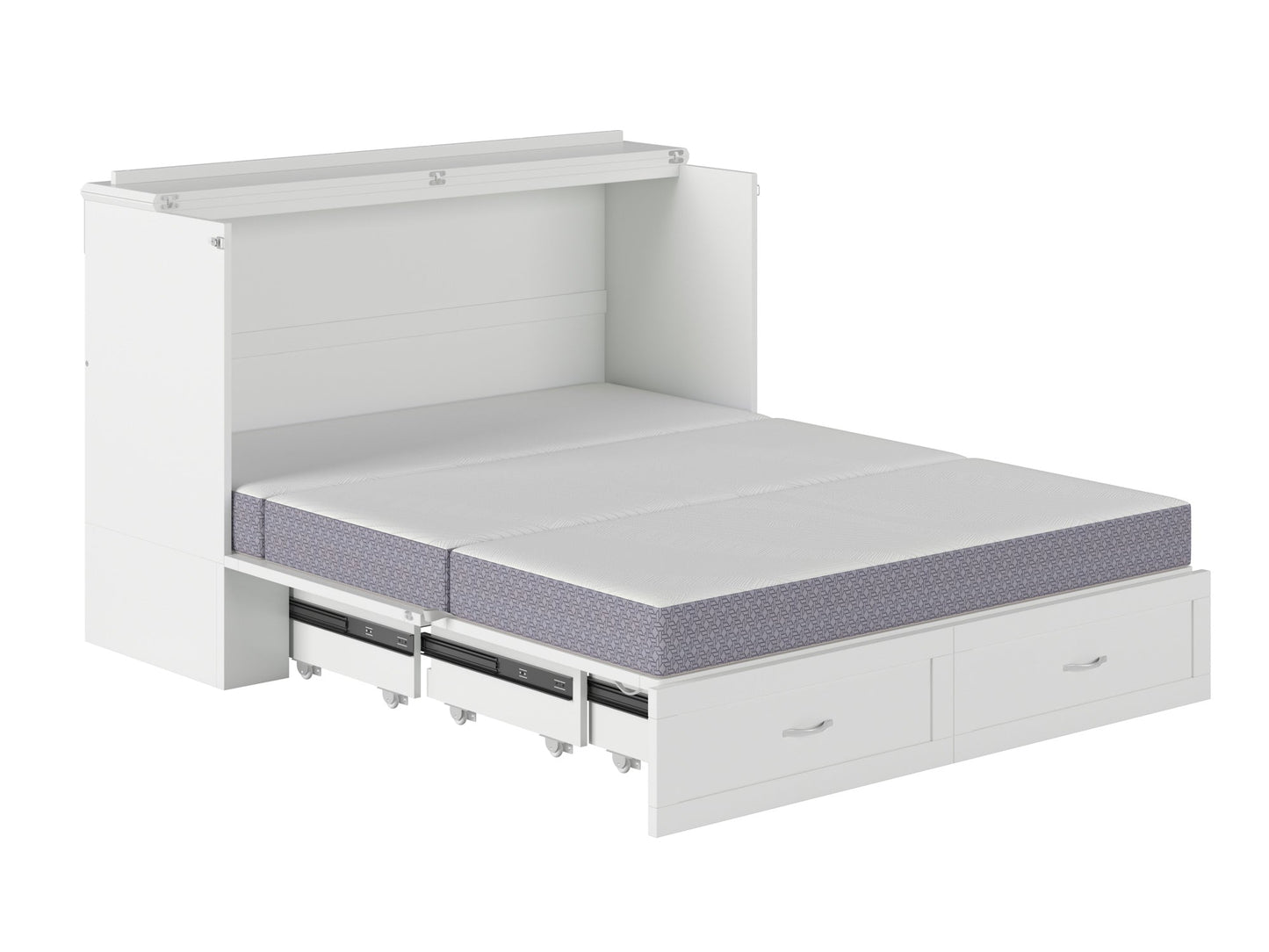 AFI Furnishings Afi Hamiltonne Murphy Bed Chest with 6" Matteress, Storage Drawer, & Built-in Charger Queen siz in White