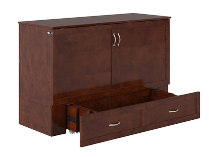 AFI Furnishings Afi Hamiltonne Murphy Bed Chest with 6" Matteress, Storage Drawer, & Built-in Charger Queen size in Walnut