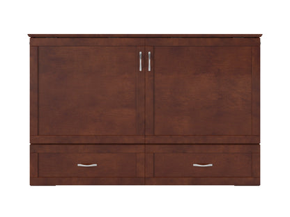 AFI Furnishings Afi Hamiltonne Murphy Bed Chest with 6" Matteress, Storage Drawer, & Built-in Charger Queen size in Walnut