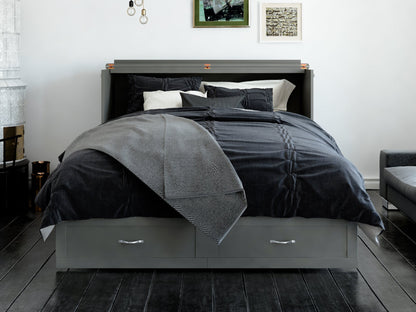 AFI Furnishings Afi Hamiltonne Murphy Bed Chest with 6" Matteress, Storage Drawer, & Built-in Charger Queen siz in Grey