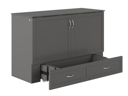 AFI Furnishings Afi Hamiltonne Murphy Bed Chest with 6" Matteress, Storage Drawer, & Built-in Charger Queen siz in Grey