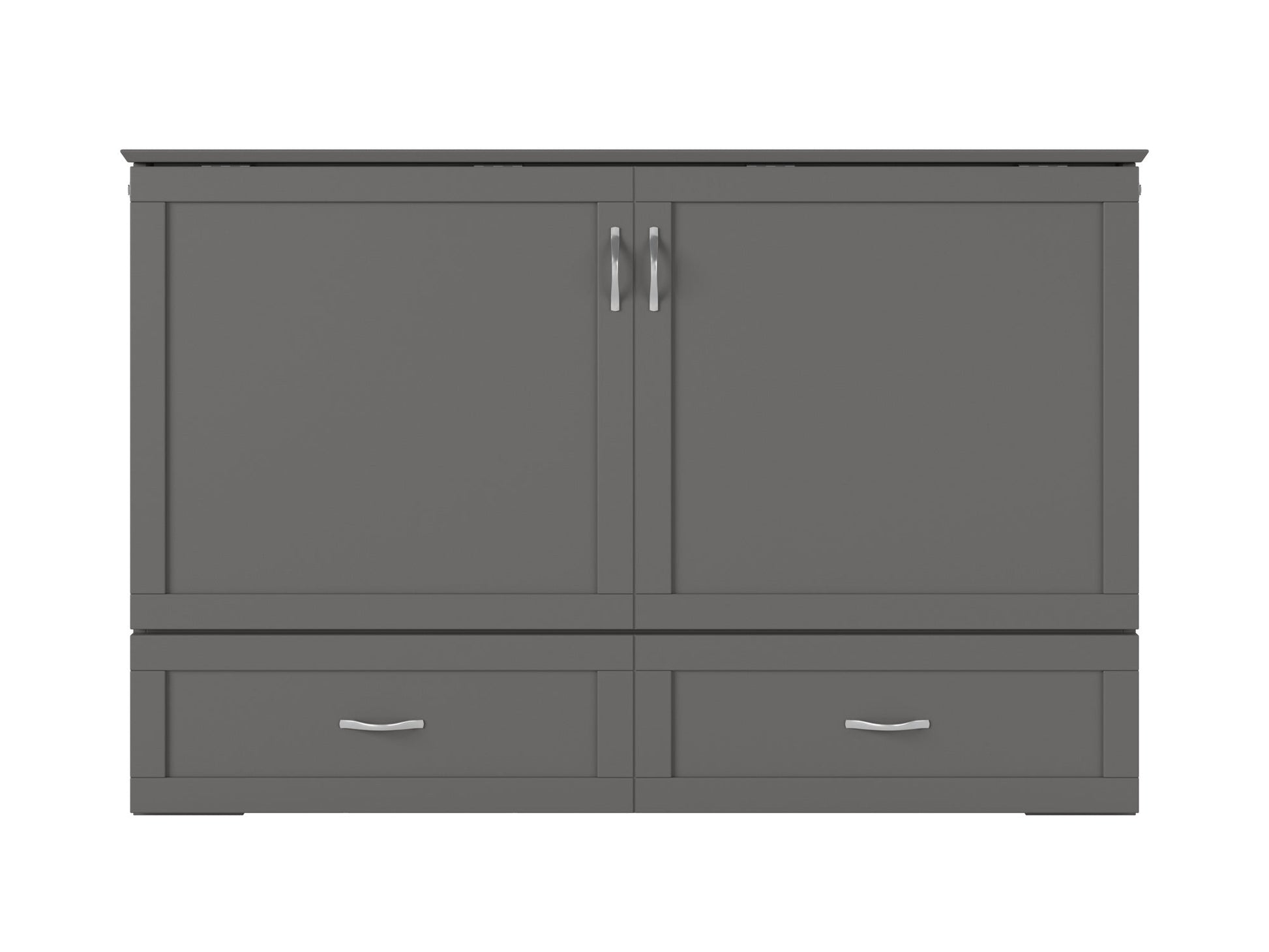 AFI Furnishings Afi Hamiltonne Murphy Bed Chest with 6" Matteress, Storage Drawer, & Built-in Charger Queen siz in Grey