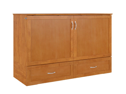 AFI Furnishings Afi Hamiltonne Murphy Bed Chest with 6" Matteress, Storage Drawer, & Built-in Charger Queen siz in Light Toffee