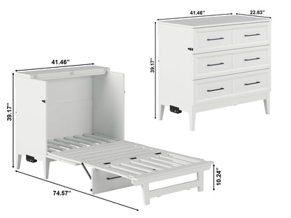 AFI Furnishings Santa Fe Solid Wood Murphy Bed Chest with 6" Matteress & Built-in Charger Twin siz in White