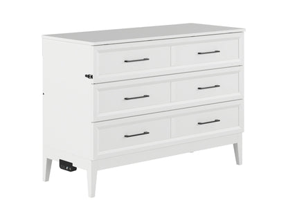 AFI Furnishings Santa Fe Solid Wood Murphy Bed Chest with 6" Matteress & Built-in Charger Full siz in White