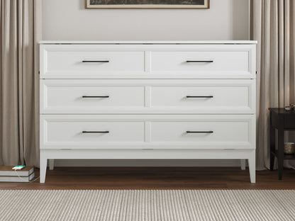 AFI Furnishings Santa Fe Solid Wood Murphy Bed Chest with 6" Matteress & Built-in Charger Queen siz in White