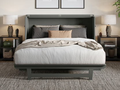 AFI Furnishings Santa Fe Solid Wood Murphy Bed Chest with 6" Matteress & Built-in Charger Queen siz in Grey