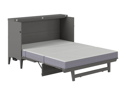 AFI Furnishings Santa Fe Solid Wood Murphy Bed Chest with 6" Matteress & Built-in Charger Queen siz in Grey