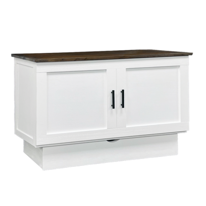 Cape Cod Murphy Cabinet Bed in Brushed White and Acacia - Available in 2 Sizes