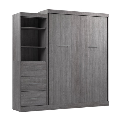 Modubox Nebula Queen Murphy Bed and Closet Organizer with Drawers (90W) in Bark Grey