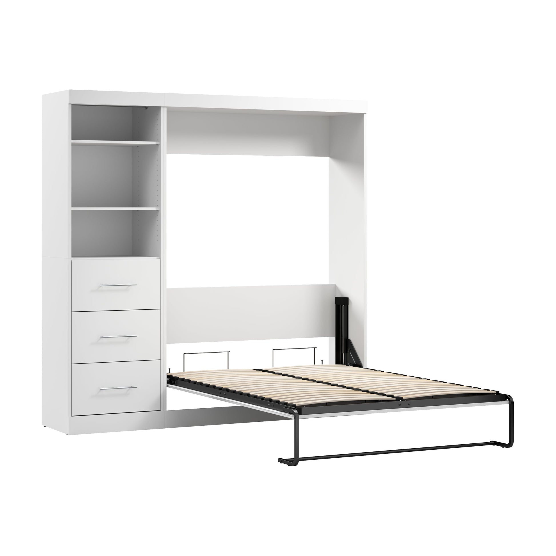 Modubox Nebula Full Murphy Bed and Closet Organizer with Drawers (84W) in White