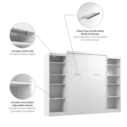 Modubox Nebula Queen Murphy Bed with 2 Closet Organizers (115W) in White