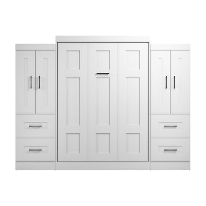 Modubox Edge Full Murphy Bed with Wardrobes (110W) in White