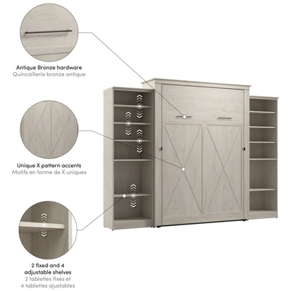 Modubox Key West 117W Queen Murphy Bed with Closet Organizers (119W) in Linen White Oak