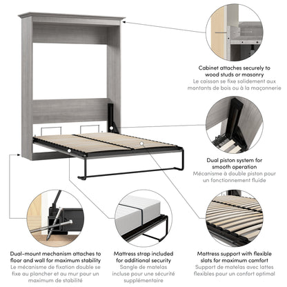 Versatile Full Size Murphy Bed - Available in 3 Colours