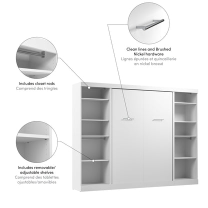 Modubox Nebula Full Murphy Bed and 2 Closet Organizers (109W) in White