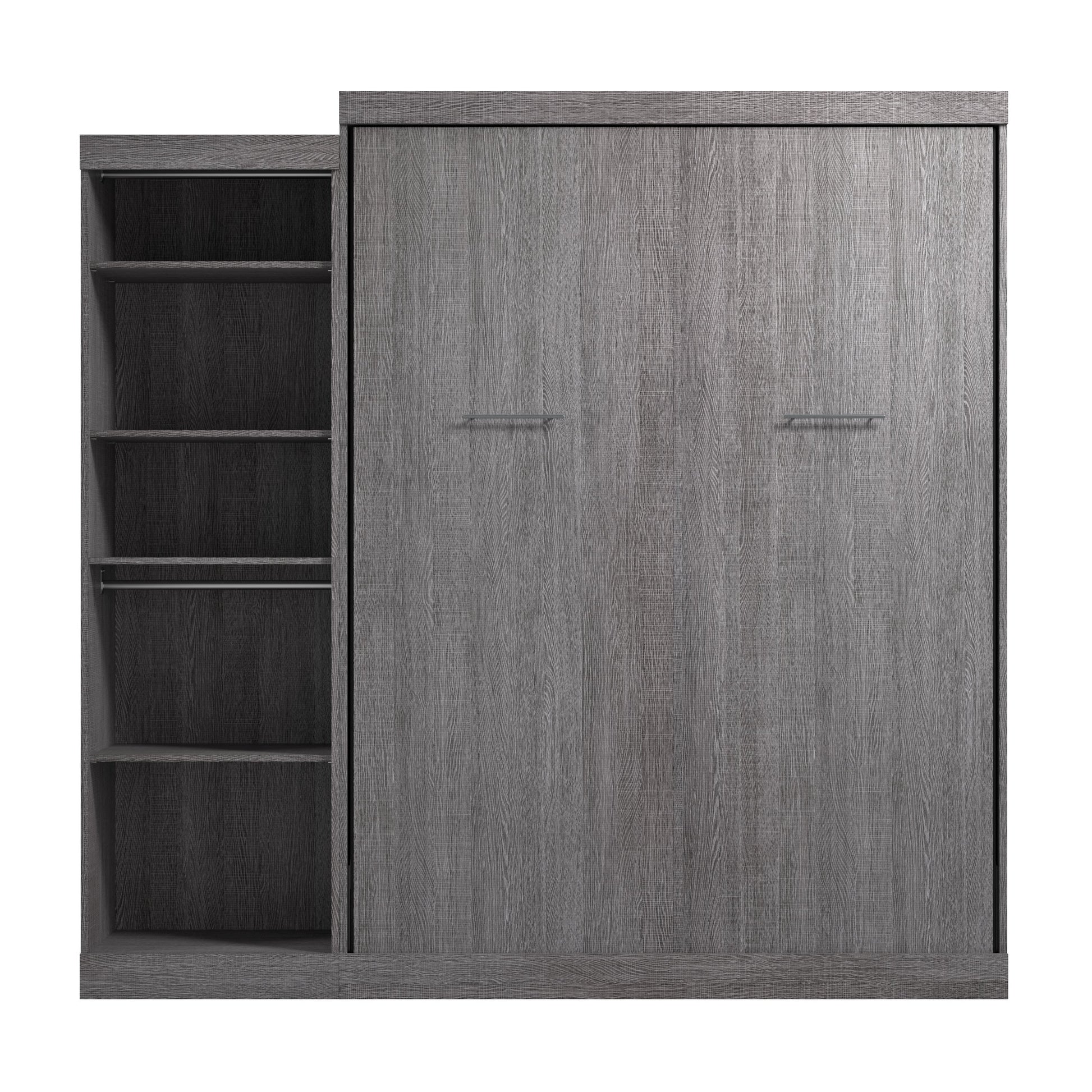 Modubox Nebula Queen Murphy Bed with Closet Organizer (90W) in Bark Grey