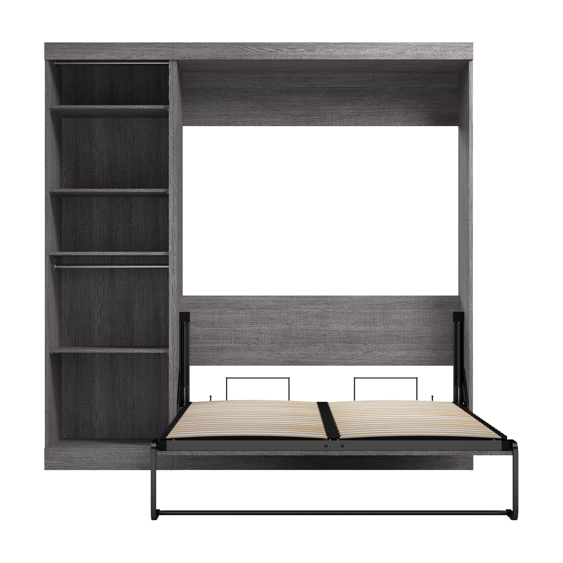 Modubox Nebula Full Murphy Bed with Closet Organizer (84W) in Bark Grey