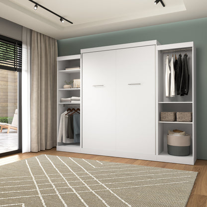 Modubox Nebula Queen Murphy Bed with 2 Closet Organizers (115W) in White