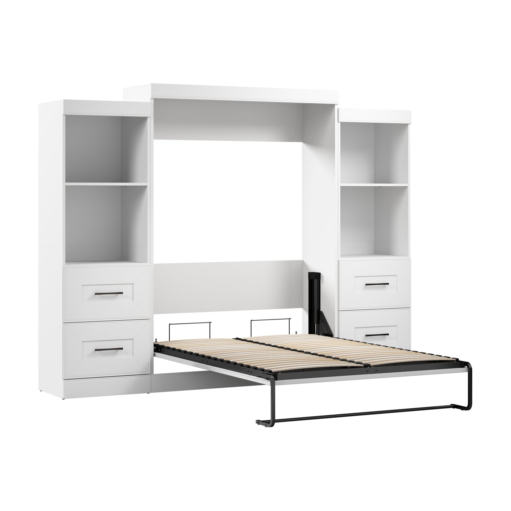 Modubox Edge Full Murphy Bed and Closet Organizers with Drawers (110W) in White