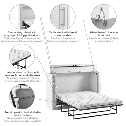 Modubox Pur 69W Full Cabinet Bed with Matteress in White